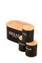 Hermia Juego de 4 Cajas de Almacenamiento de Metal con Tapas de Madera, Negro